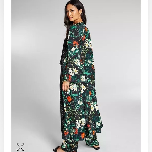 NWT Jeannie Mai X INC Foral Printed Open Front Duster Kimono Robe SZ XXS-Small - Picture 2 of 7